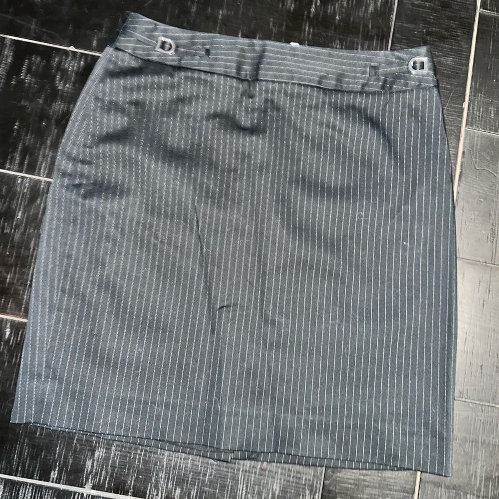 Black pinstripe mini skirt